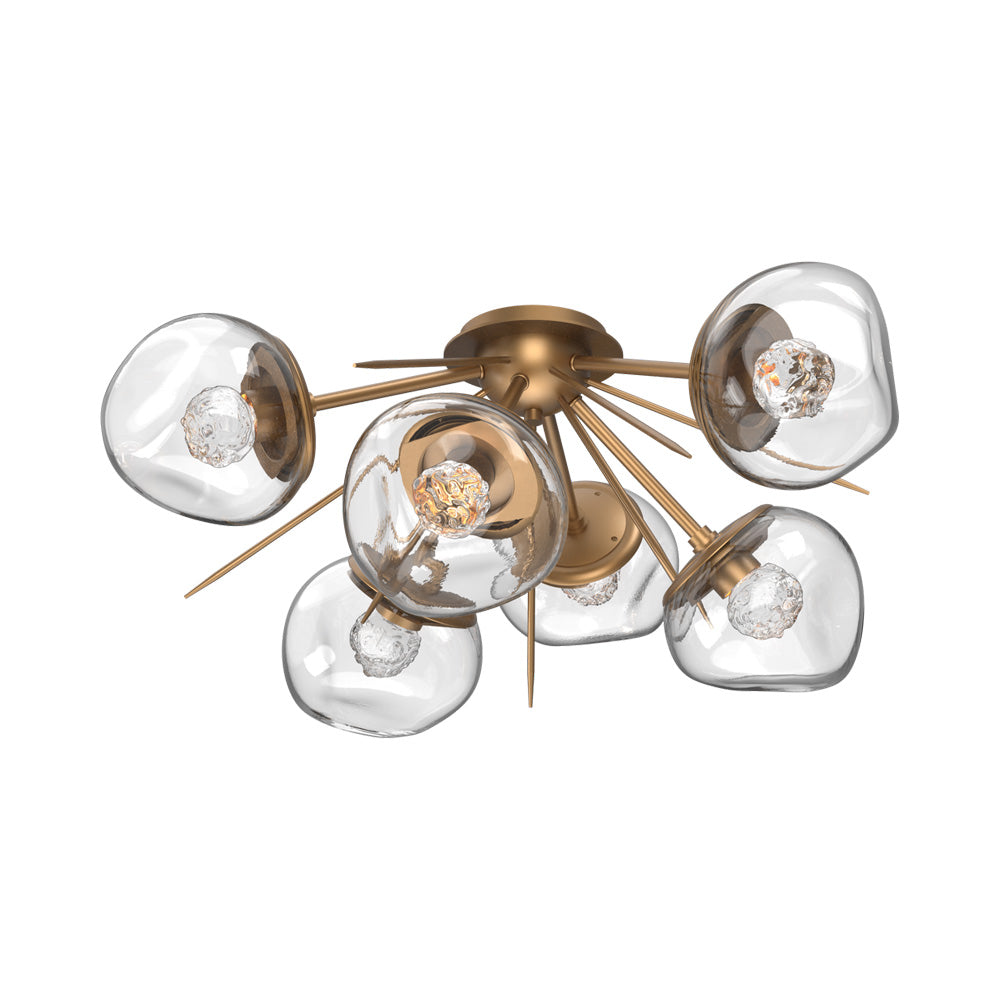 Luna Starburst LED Flush Mount Ceiling Light in Novel Brass/Clear (Floret Crystal).