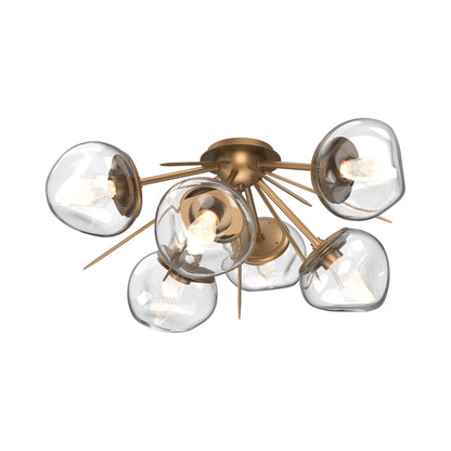 Luna Starburst LED Flush Mount Ceiling Light in Novel Brass/Clear (Geo Crystal).