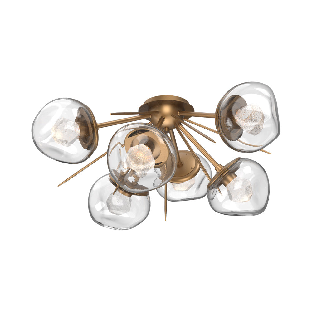 Luna Starburst LED Flush Mount Ceiling Light in Novel Brass/Clear (Zircon Crystal).