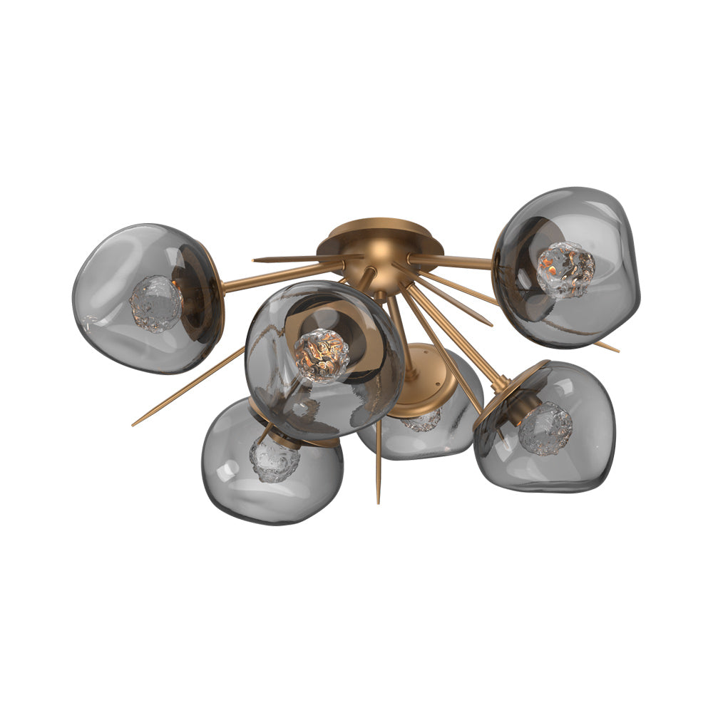 Luna Starburst LED Flush Mount Ceiling Light in Novel Brass/Smoke (Floret Crystal).