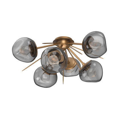 Luna Starburst LED Flush Mount Ceiling Light in Novel Brass/Smoke (Zircon Crystal).