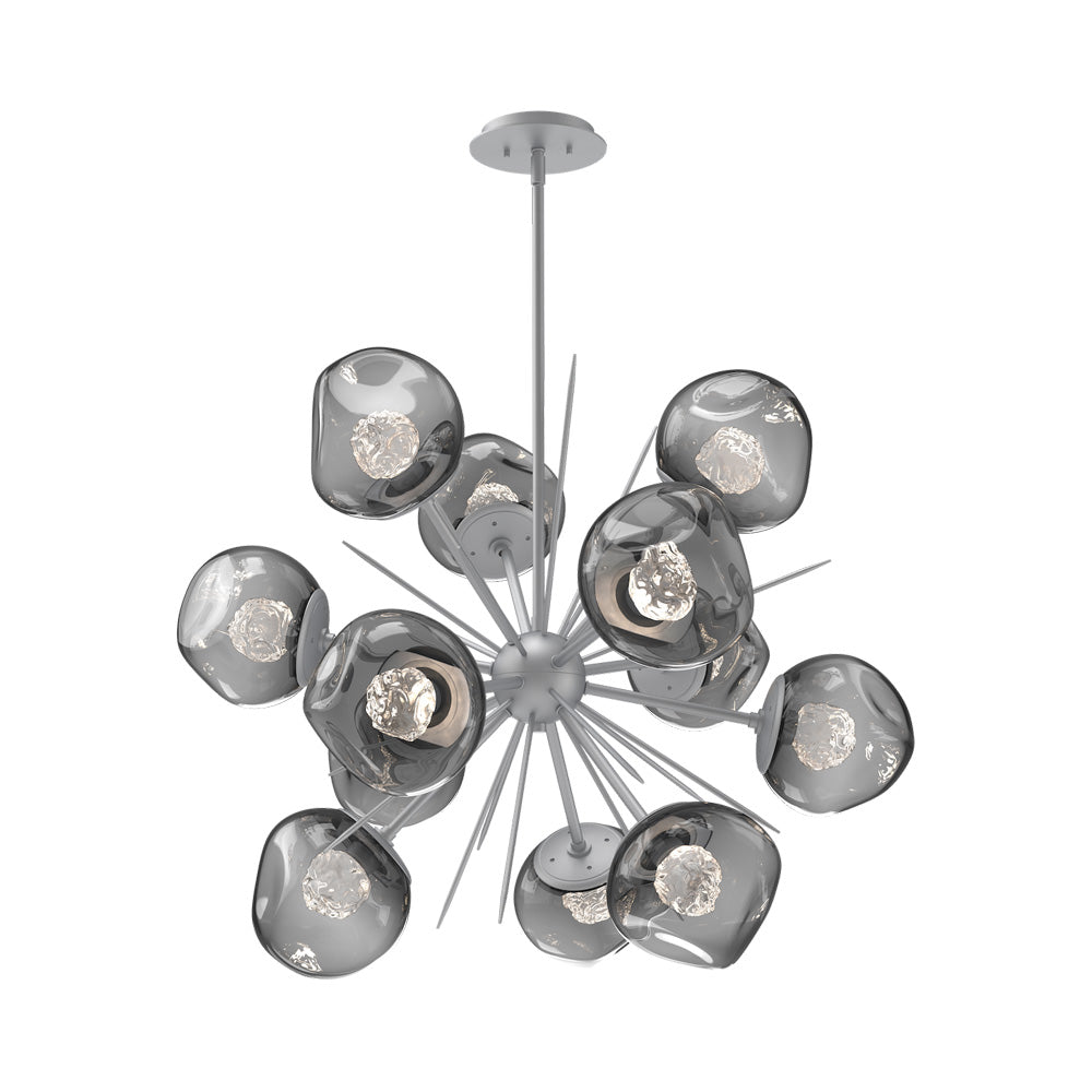 Luna Starburst Smoke LED Chandelier in Classic Silver/Floret Crystal (32-Inch).