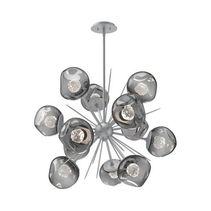 Luna Starburst Smoke LED Chandelier in Classic Silver/Floret Crystal (32-Inch).