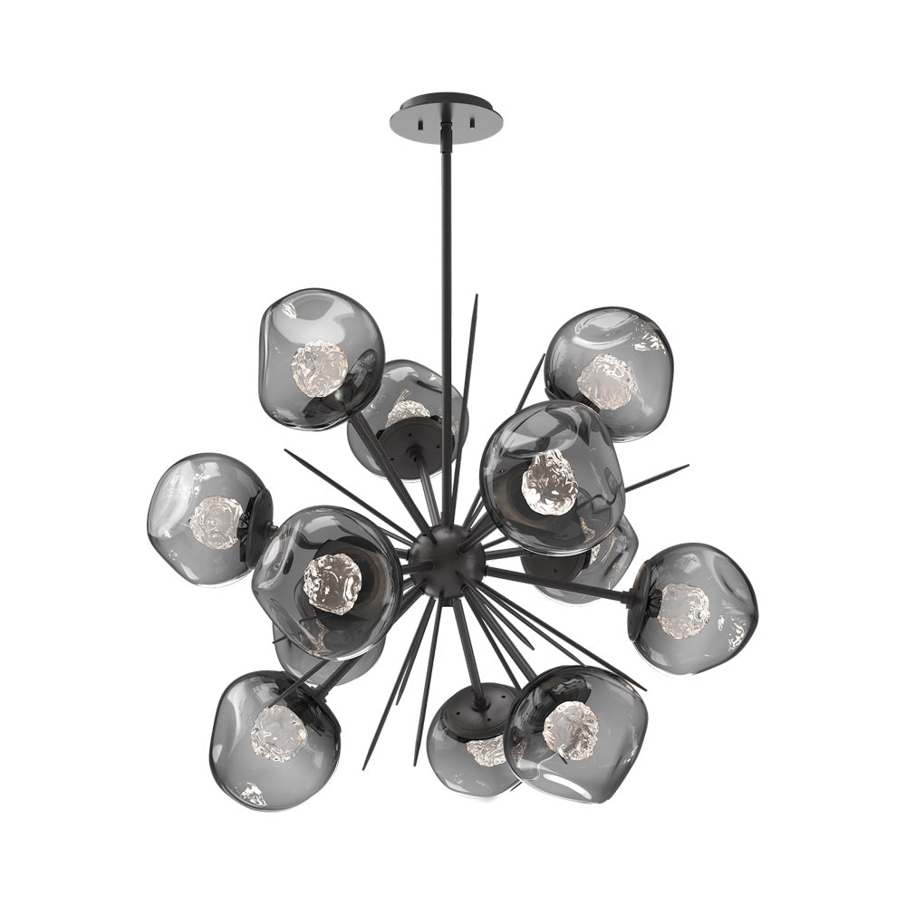 Luna Starburst Smoke LED Chandelier in Graphite/Floret Crystal (32-Inch).