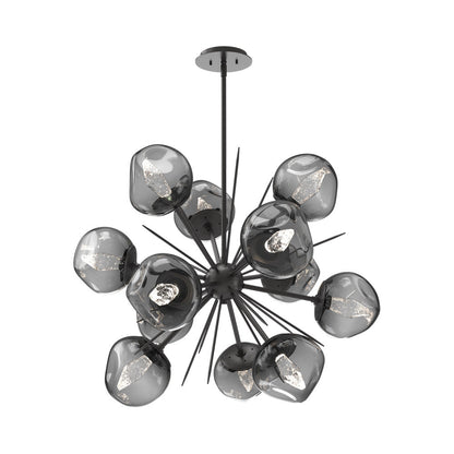 Luna Starburst Smoke LED Chandelier in Graphite/Geo Crystal (32-Inch).
