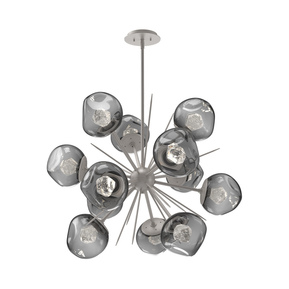 Luna Starburst Smoke LED Chandelier in Beige Silver/Zircon Crystal (32-Inch).