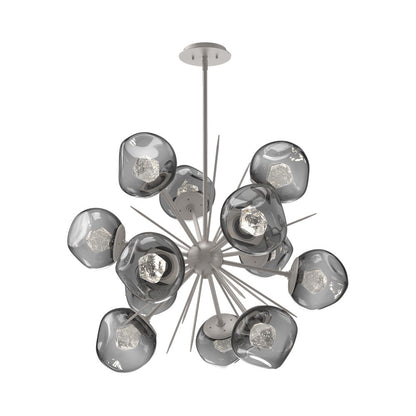 Luna Starburst Smoke LED Chandelier in Beige Silver/Zircon Crystal (32-Inch).