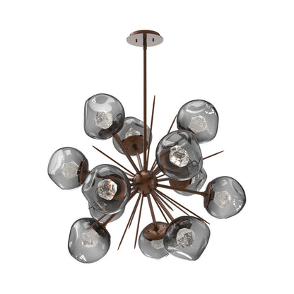 Luna Starburst Smoke LED Chandelier in Burnished Bronze/Zircon Crystal (32-Inch).