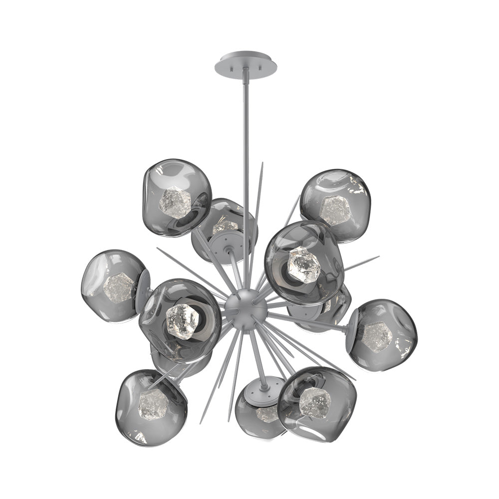 Luna Starburst Smoke LED Chandelier in Classic Silver/Zircon Crystal (32-Inch).