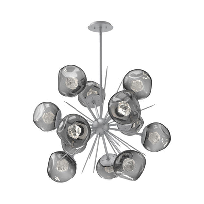 Luna Starburst Smoke LED Chandelier in Classic Silver/Zircon Crystal (32-Inch).