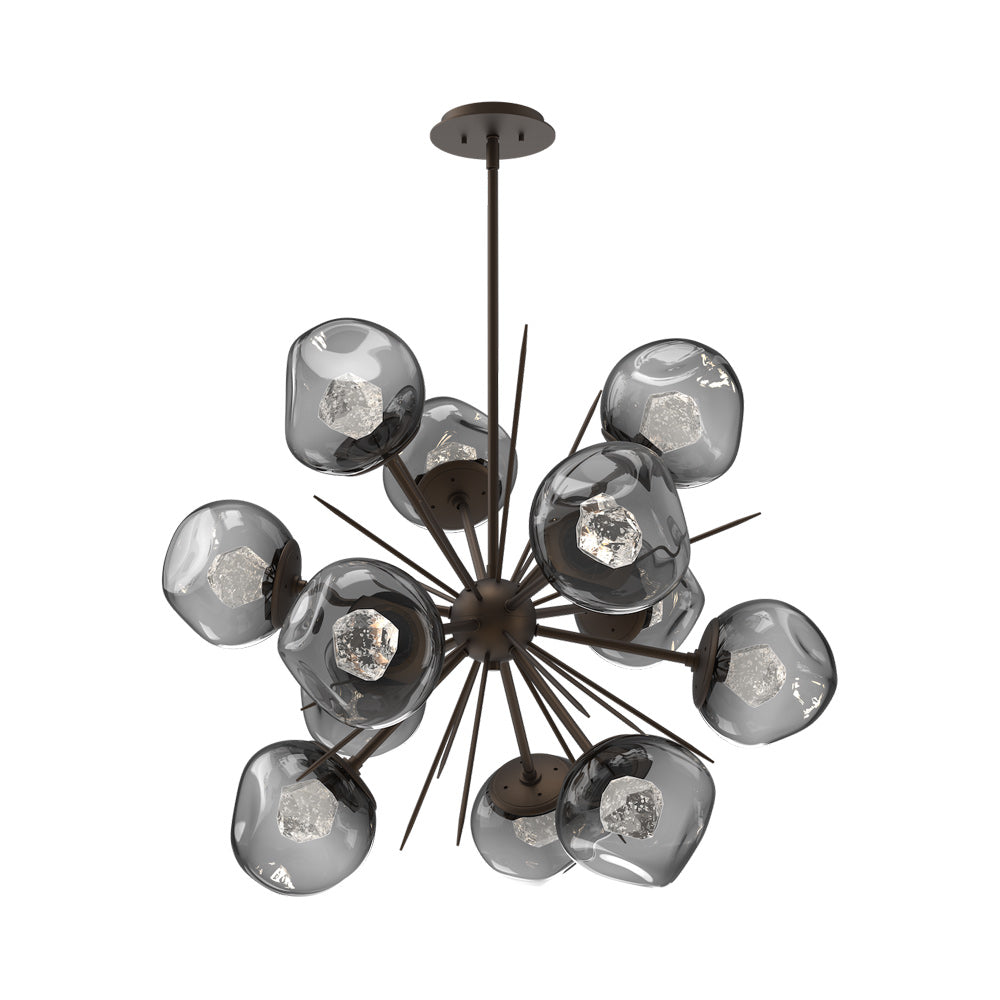 Luna Starburst Smoke LED Chandelier in Flat Bronze/Zircon Crystal (32-Inch).