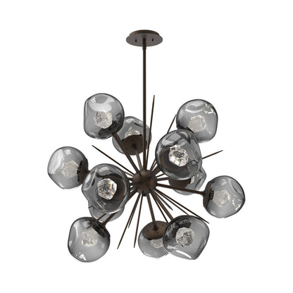 Luna Starburst Smoke LED Chandelier in Flat Bronze/Zircon Crystal (32-Inch).