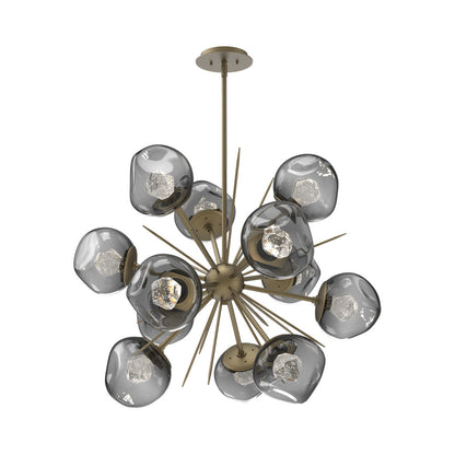 Luna Starburst Smoke LED Chandelier in Gilded Brass/Zircon Crystal (32-Inch).
