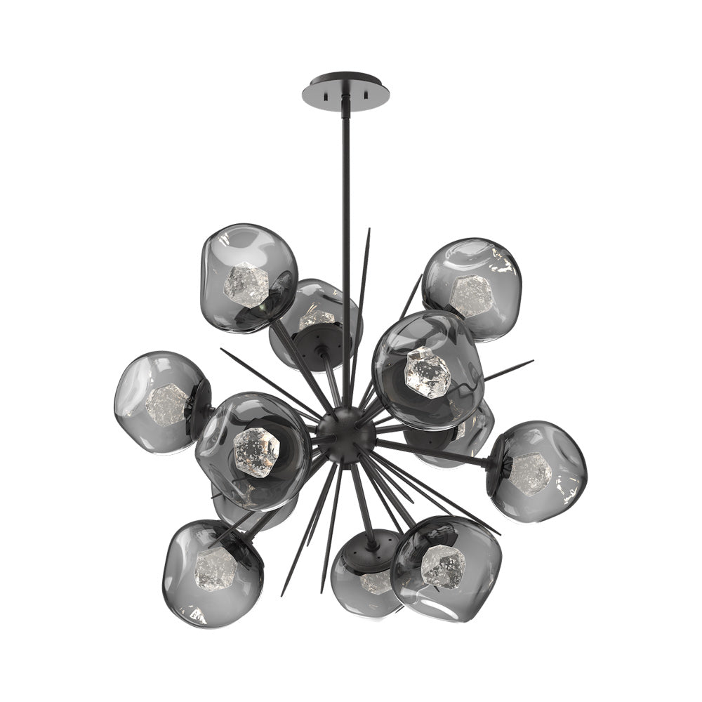 Luna Starburst Smoke LED Chandelier in Graphite/Zircon Crystal (32-Inch).