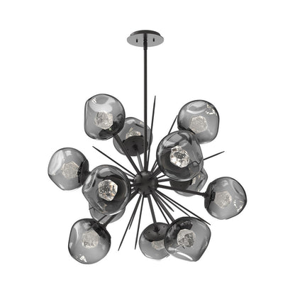 Luna Starburst Smoke LED Chandelier in Graphite/Zircon Crystal (32-Inch).