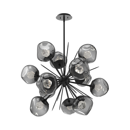 Luna Starburst Smoke LED Chandelier in Matte Black/Zircon Crystal (32-Inch).