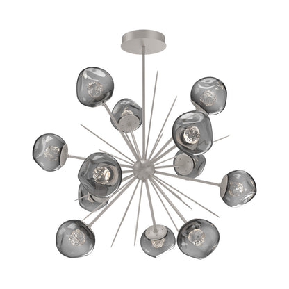 Luna Starburst Smoke LED Chandelier in Beige Silver/Floret Crystal (40-Inch).