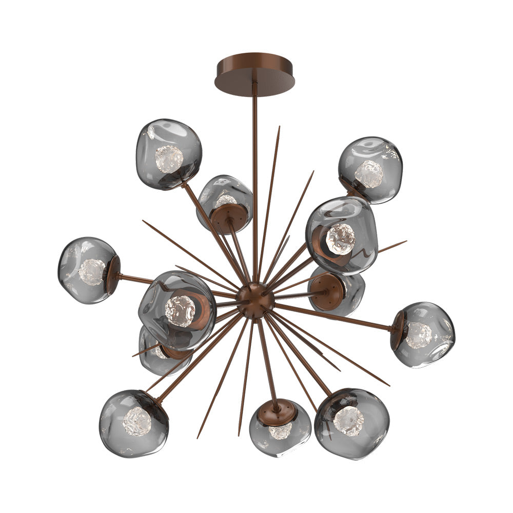 Luna Starburst Smoke LED Chandelier in Burnished Bronze/Floret Crystal (40-Inch).