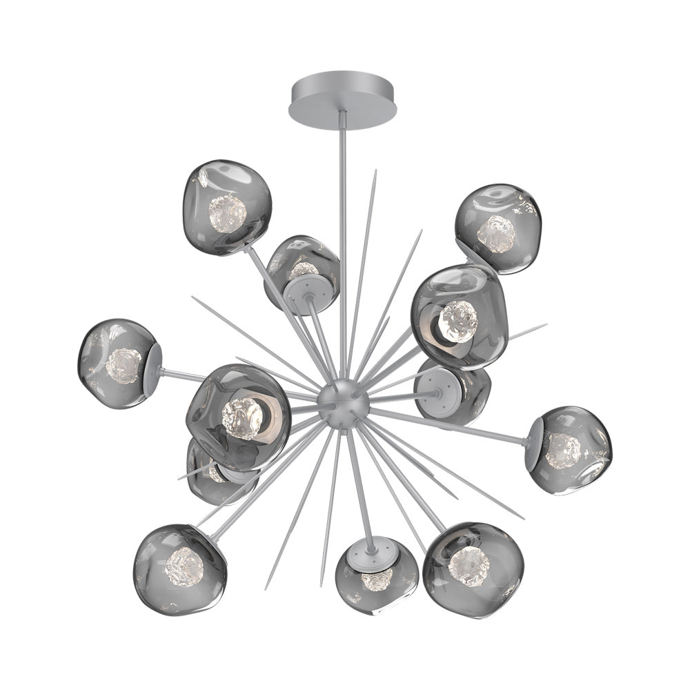 Luna Starburst Smoke LED Chandelier in Classic Silver/Floret Crystal (40-Inch).