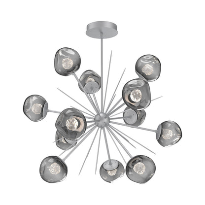 Luna Starburst Smoke LED Chandelier in Classic Silver/Floret Crystal (40-Inch).