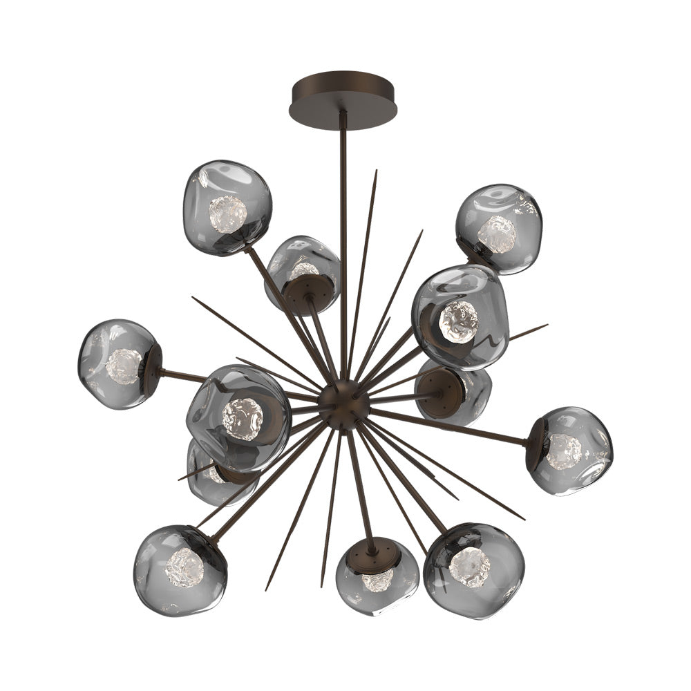 Luna Starburst Smoke LED Chandelier in Flat Bronze/Floret Crystal (40-Inch).