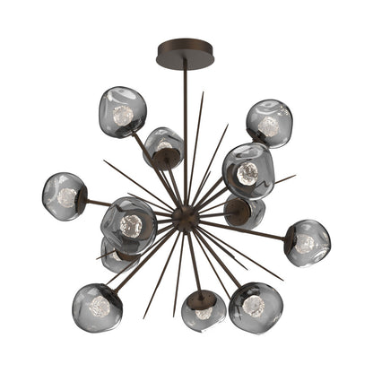 Luna Starburst Smoke LED Chandelier in Flat Bronze/Floret Crystal (40-Inch).
