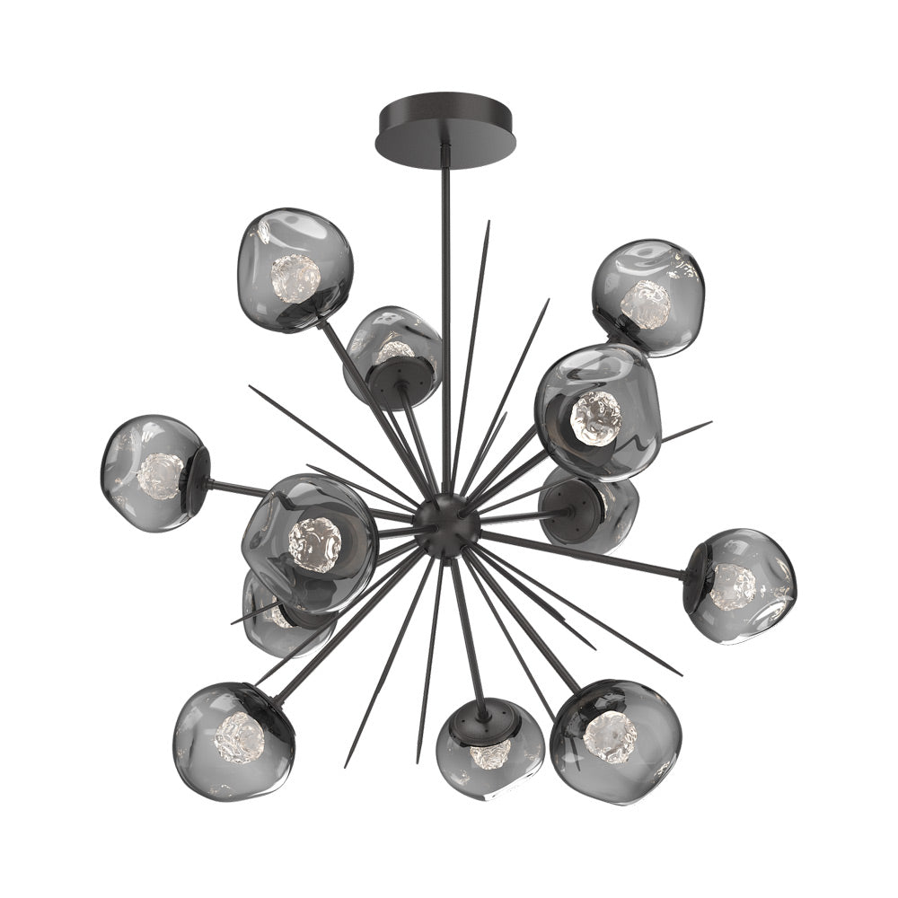 Luna Starburst Smoke LED Chandelier in Graphite/Floret Crystal (40-Inch).