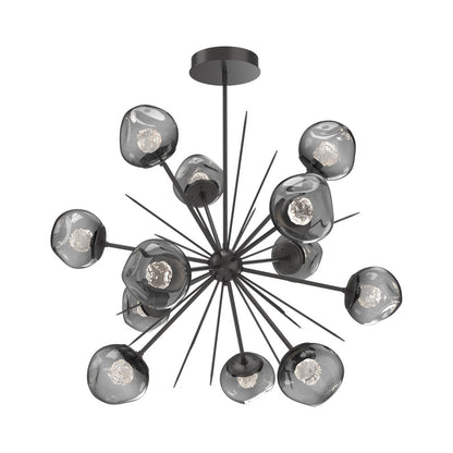 Luna Starburst Smoke LED Chandelier in Graphite/Floret Crystal (40-Inch).