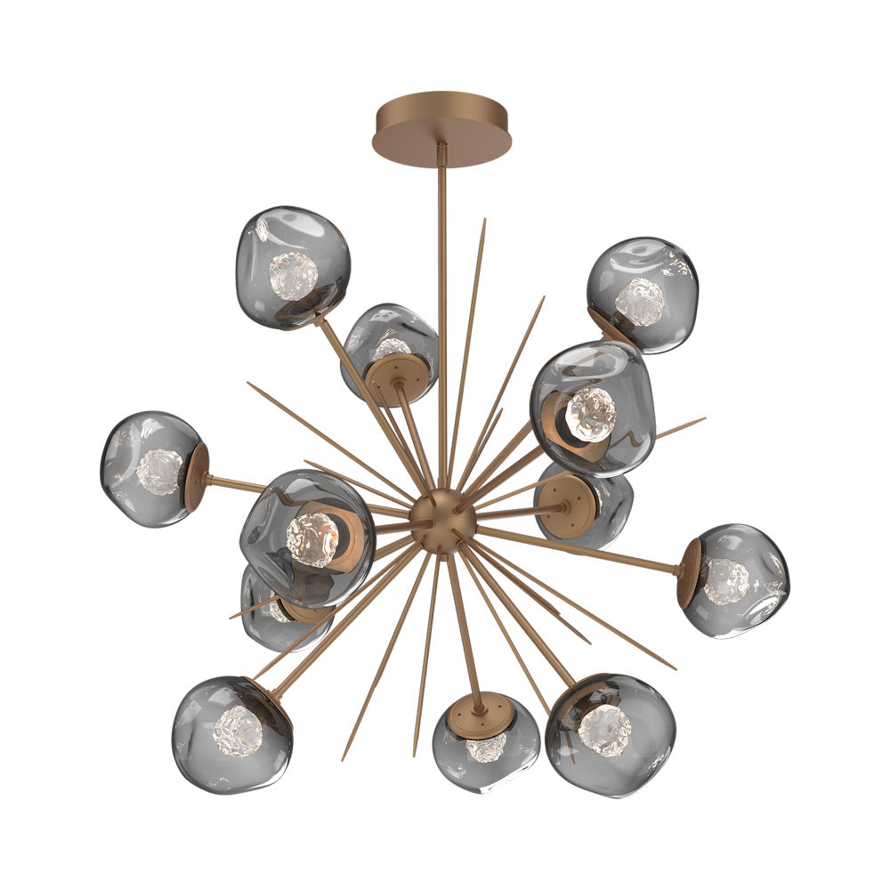 Luna Starburst Smoke LED Chandelier in Novel Brass/Floret Crystal (40-Inch).