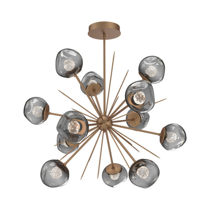 Luna Starburst Smoke LED Chandelier in Novel Brass/Floret Crystal (40-Inch).