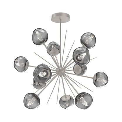 Luna Starburst Smoke LED Chandelier in Beige Silver/Geo Crystal (40-Inch).