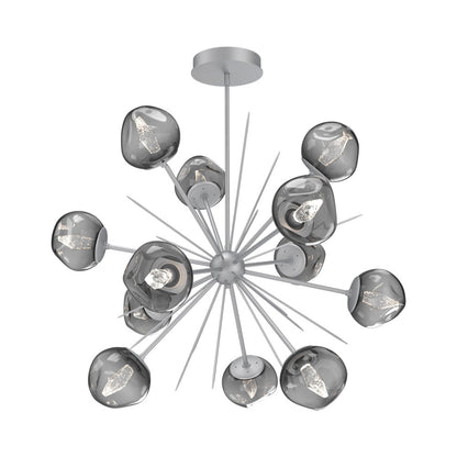 Luna Starburst Smoke LED Chandelier in Classic Silver/Geo Crystal (40-Inch).
