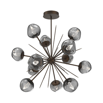 Luna Starburst Smoke LED Chandelier in Flat Bronze/Geo Crystal (40-Inch).