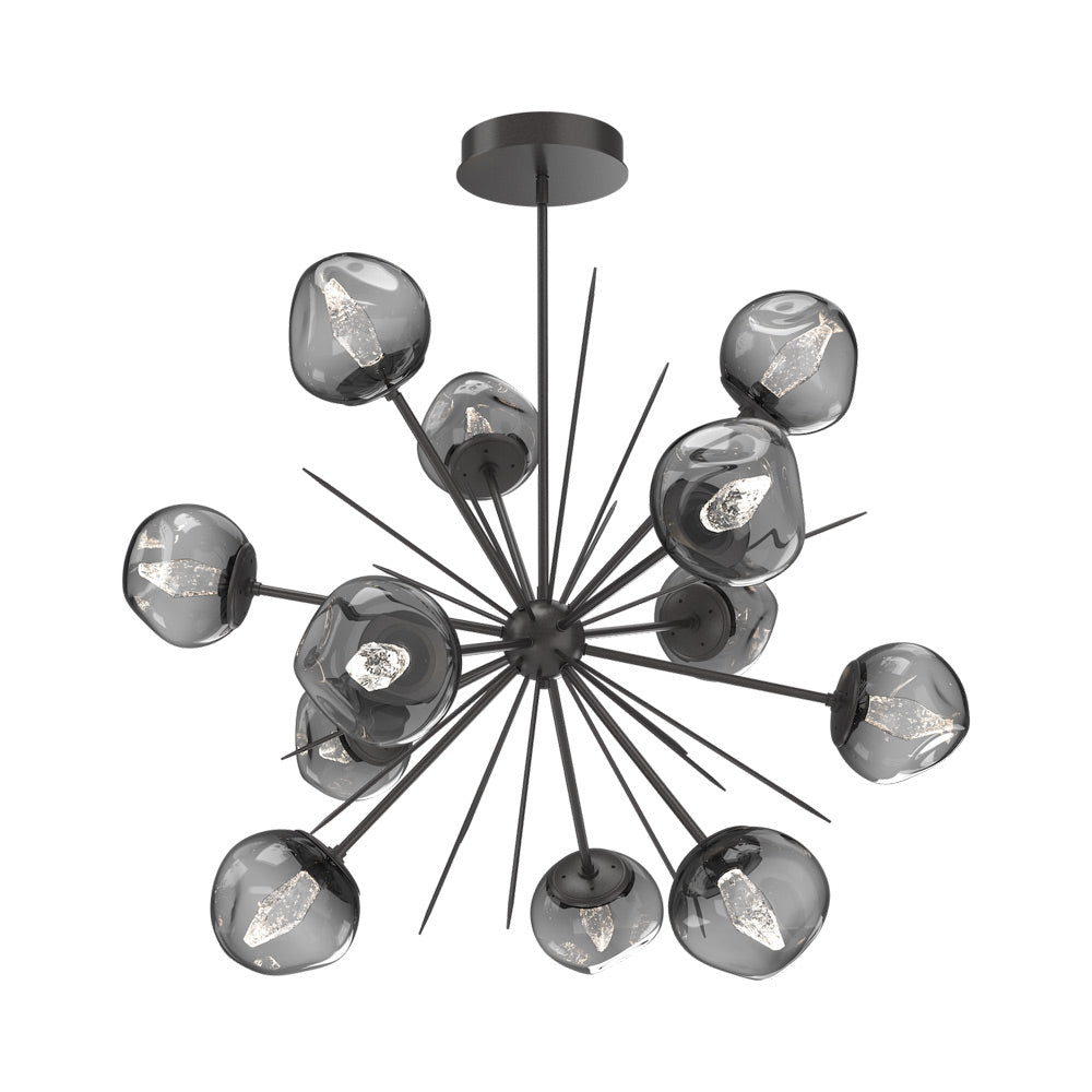 Luna Starburst Smoke LED Chandelier in Graphite/Geo Crystal (40-Inch).