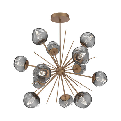 Luna Starburst Smoke LED Chandelier in Novel Brass/Geo Crystal (40-Inch).