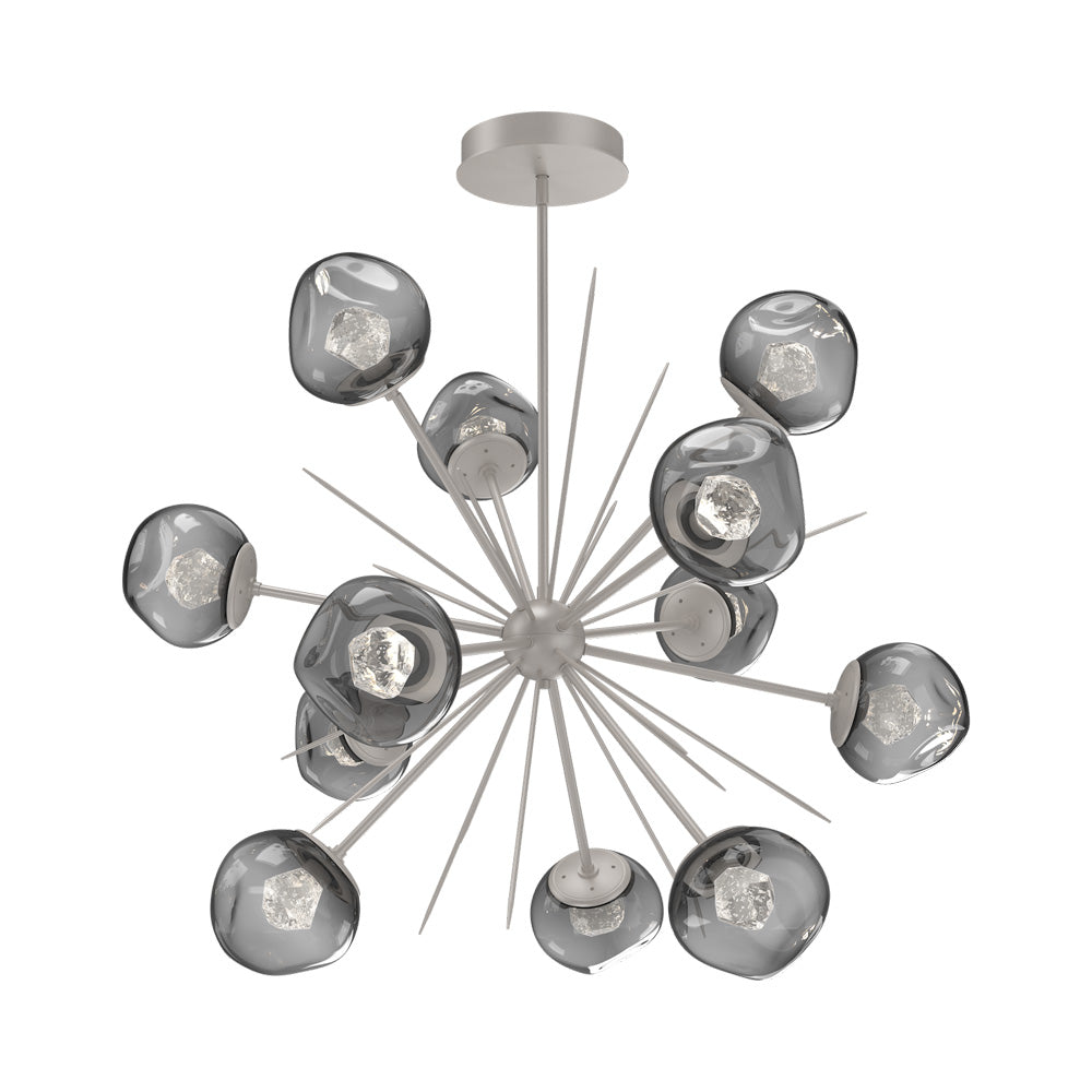 Luna Starburst Smoke LED Chandelier in Beige Silver/Zircon Crystal (40-Inch).