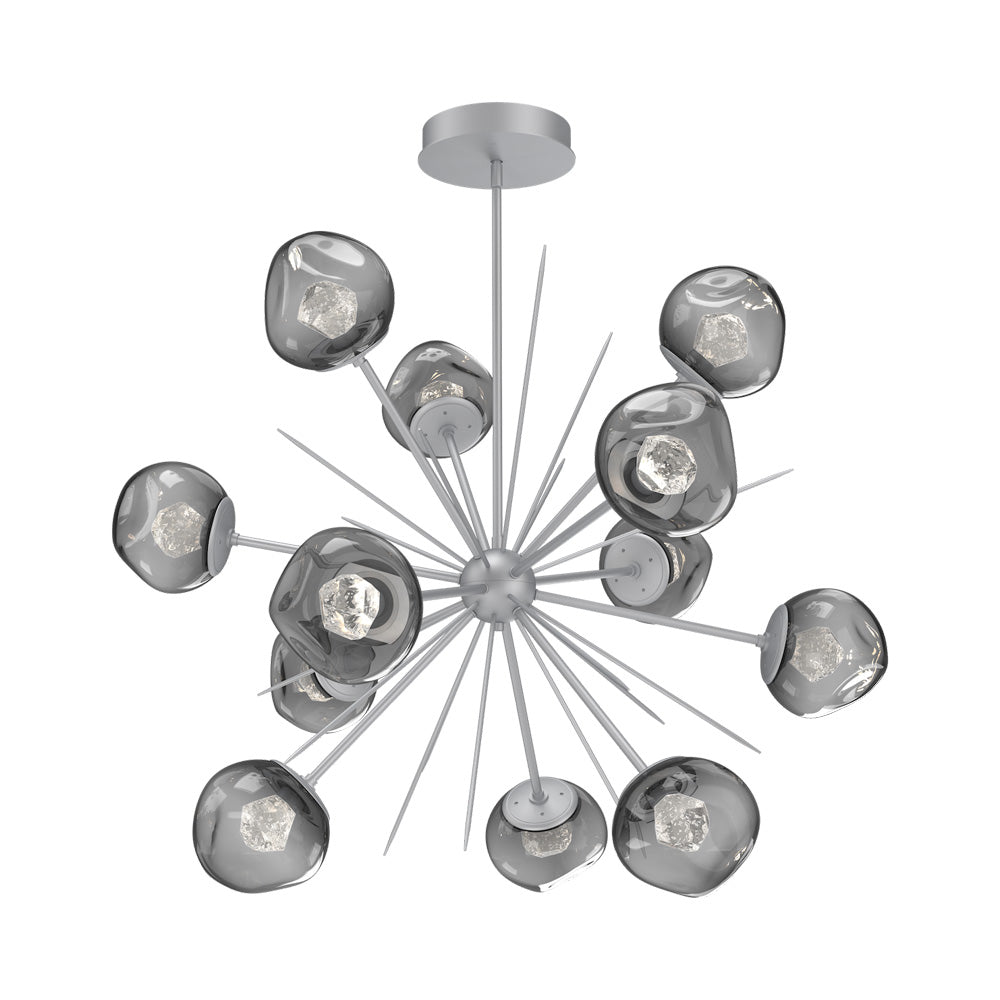 Luna Starburst Smoke LED Chandelier in Classic Silver/Zircon Crystal (40-Inch).
