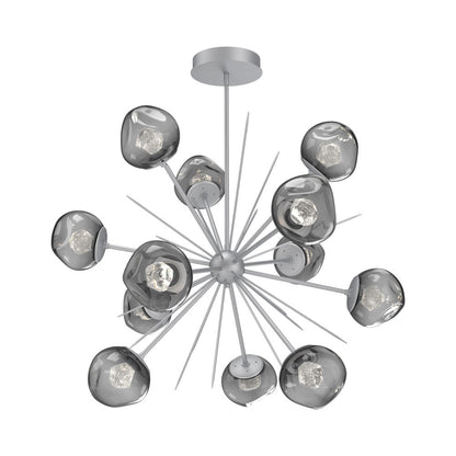 Luna Starburst Smoke LED Chandelier in Classic Silver/Zircon Crystal (40-Inch).