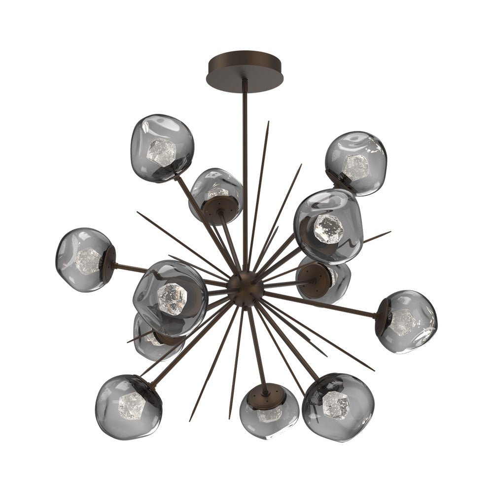Luna Starburst Smoke LED Chandelier in Flat Bronze/Zircon Crystal (40-Inch).