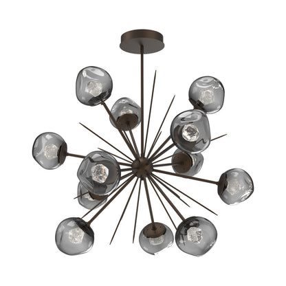 Luna Starburst Smoke LED Chandelier in Flat Bronze/Zircon Crystal (40-Inch).