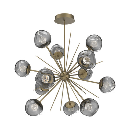 Luna Starburst Smoke LED Chandelier in Gilded Brass/Zircon Crystal (40-Inch).