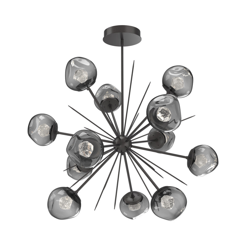 Luna Starburst Smoke LED Chandelier in Graphite/Zircon Crystal (40-Inch).