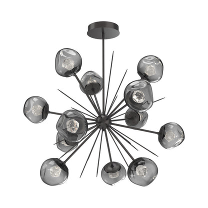 Luna Starburst Smoke LED Chandelier in Graphite/Zircon Crystal (40-Inch).