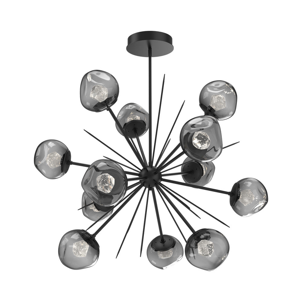 Luna Starburst Smoke LED Chandelier in Matte Black/Zircon Crystal (40-Inch).