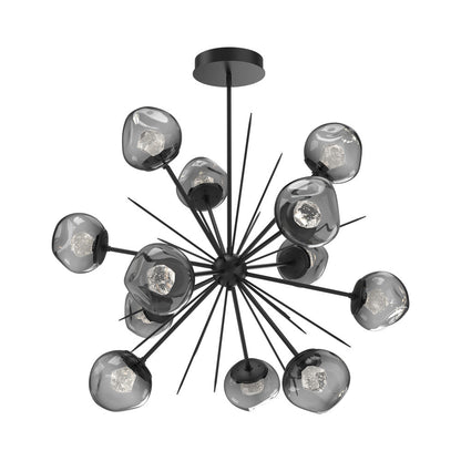 Luna Starburst Smoke LED Chandelier in Matte Black/Zircon Crystal (40-Inch).