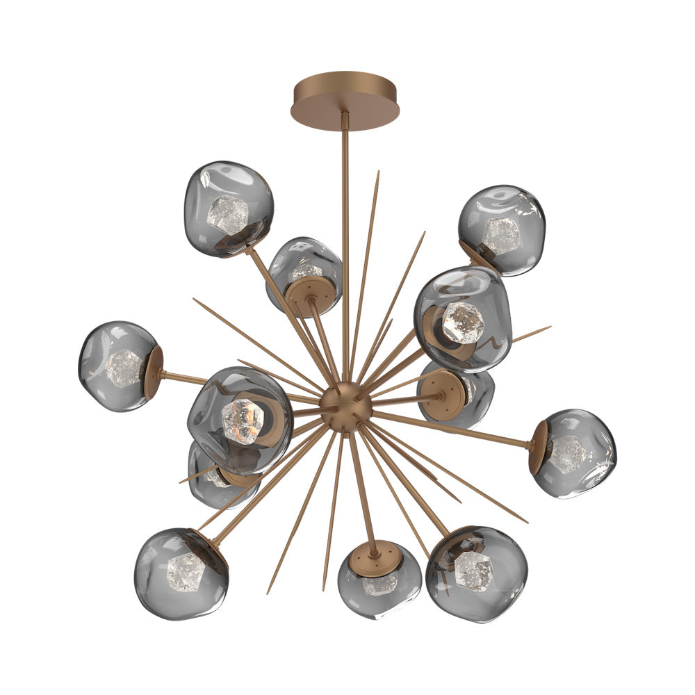 Luna Starburst Smoke LED Chandelier in Novel Brass/Zircon Crystal (40-Inch).