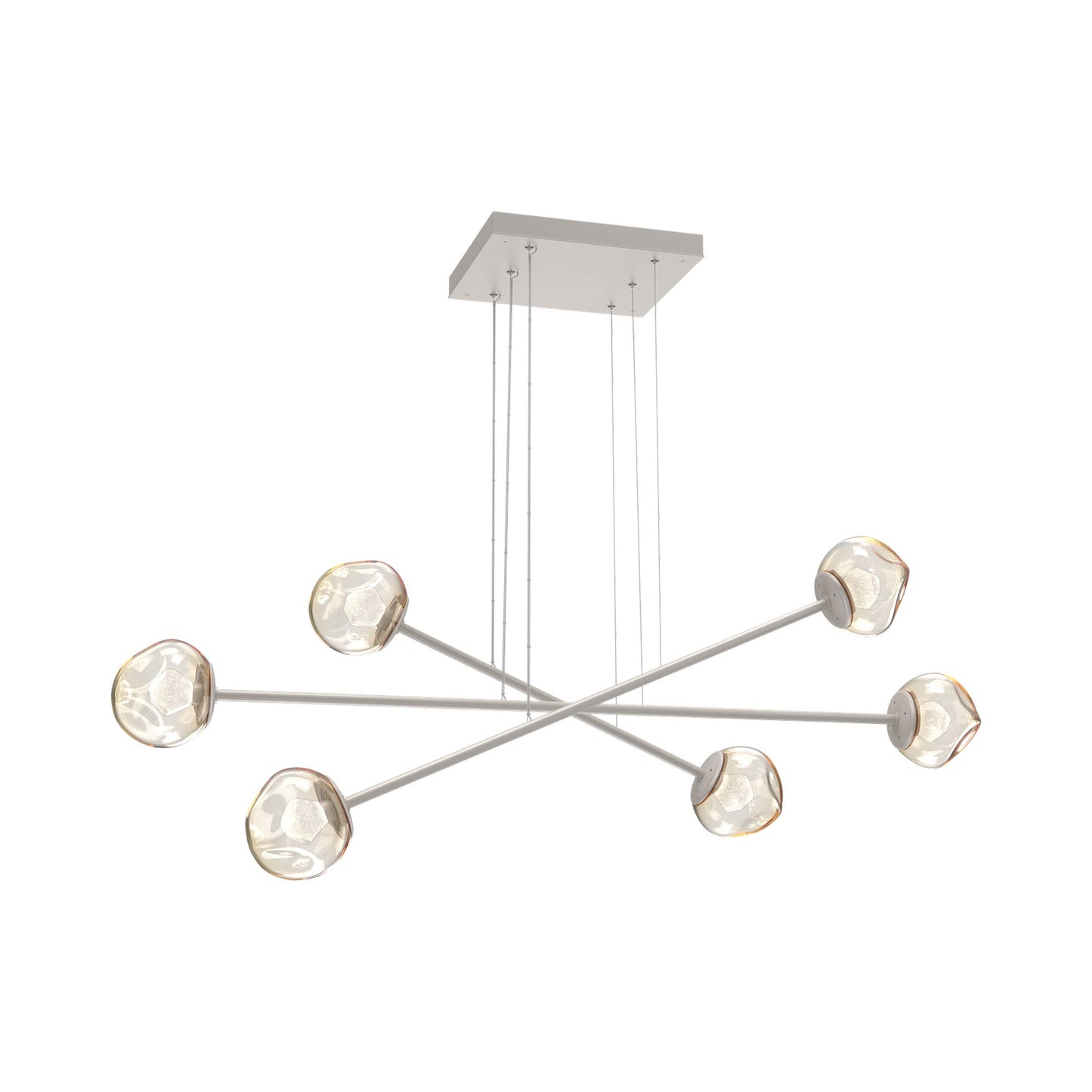 Luna Triple Moda Linear LED Chandelier in Beige Silver/Amber (Zircon Crystal).