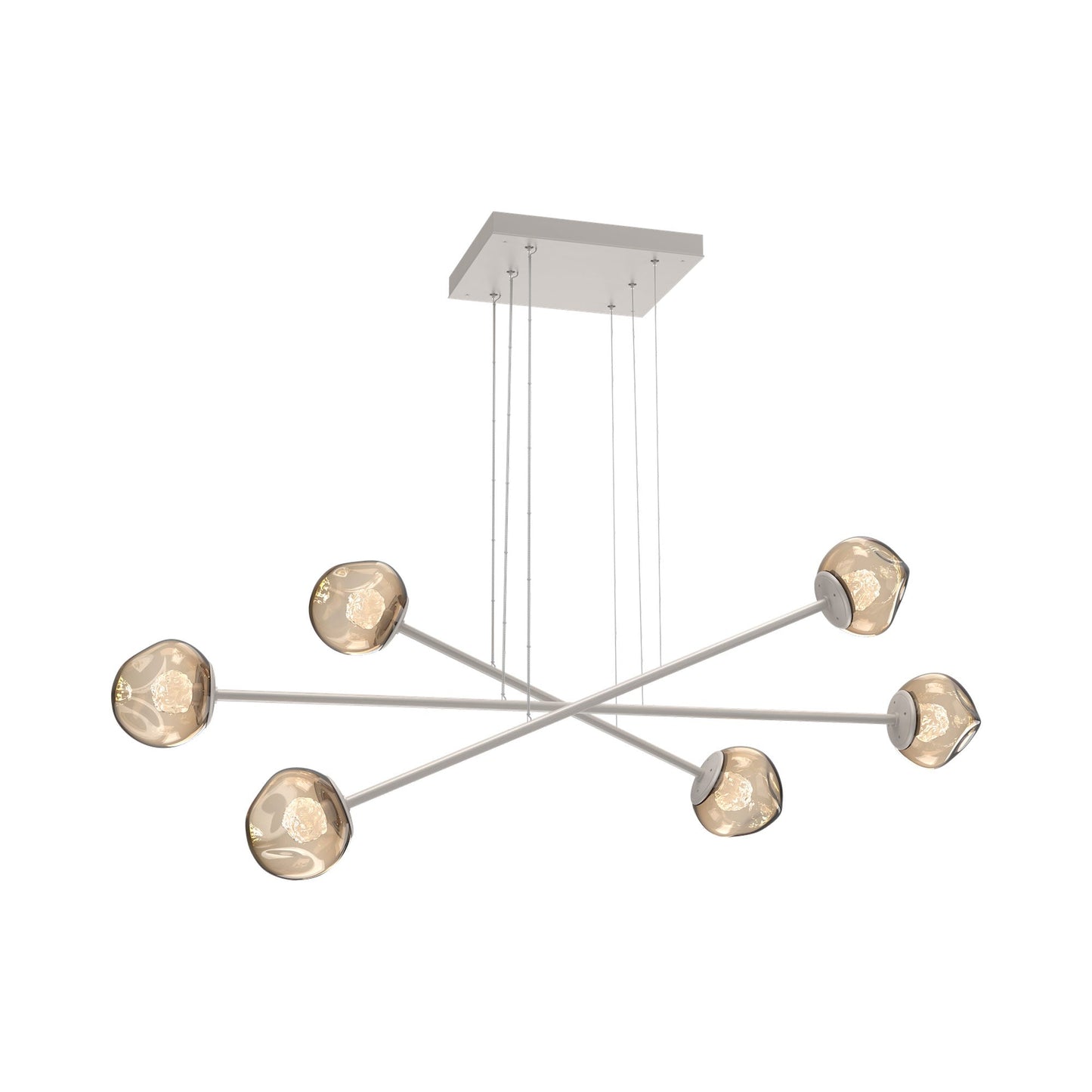 Luna Triple Moda Linear LED Chandelier in Beige Silver/Bronze (Floret Crystal).