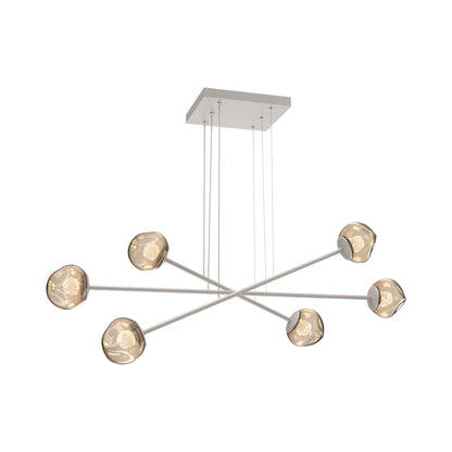 Luna Triple Moda Linear LED Chandelier in Beige Silver/Bronze (Floret Crystal).