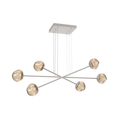 Luna Triple Moda Linear LED Chandelier in Beige Silver/Bronze (Geo Crystal).